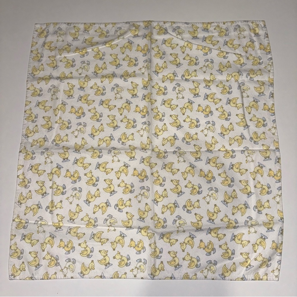 Set of two vintage baby receiving blanket yellow circus ducks design.